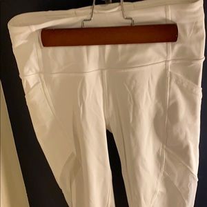 Bright white LuluLemon Capri leggings